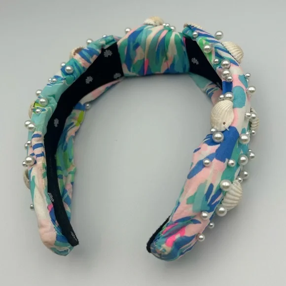Lele Sadoughi X Lilly Pulitzer Cabana Cocktail Pearl Shell Knotted Headband - Picture 6 of 16